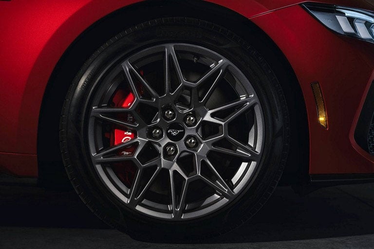 2024 Ford Mustang® model with a close-up of a wheel and brake caliper | Bird Kultgen Ford in Waco TX